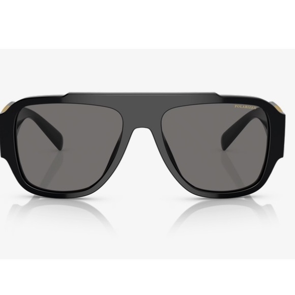 VERSACE NEW POLARIZED MEN’S BLACK GOLD SUNGLASSES WITH CASE BOX AND BOOKLET - Picture 3 of 16